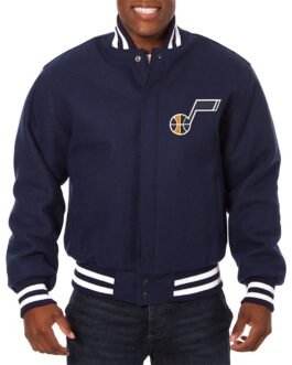 Utah Jazz Varsity Navy Blue Wool Jacket