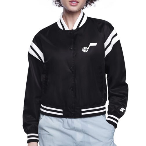 Utah Jazz Printed Logo Varsity Satin Jacket