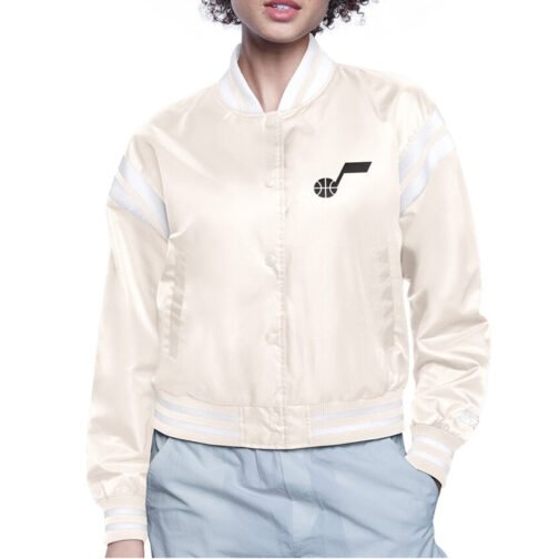 Utah Jazz Printed Logo Varsity Satin Jacket - Image 2