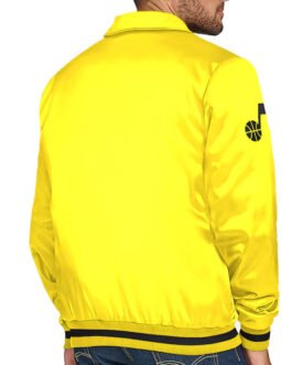 Utah Jazz Stitch Applique Gold Satin Jacket
