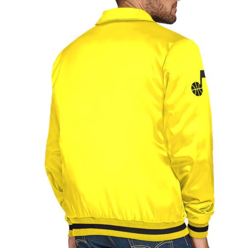 Utah Jazz Stitch Applique Gold Satin Jacket - Image 2