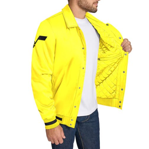 Utah Jazz Stitch Applique Gold Satin Jacket - Image 3