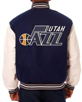 Utah Jazz Varsity Navy and White Jacket