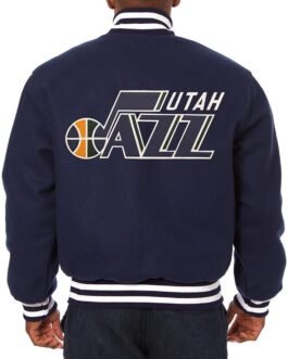 Utah Jazz Varsity Navy Blue Wool Jacket