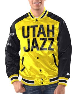 Yellow/Black Utah Jazz Renegade Varsity Satin Jacket