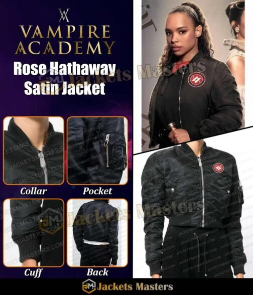 Sisi Stringer Vampire Academy Bomber Black Jacket - Image 8