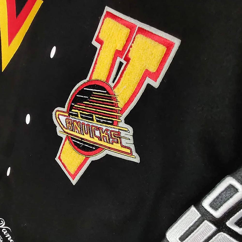 Vancouver Canucks Black Letterman Jacket - Image 5