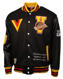 Vancouver Canucks Black Letterman Jacket