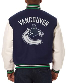 Varsity Vancouver Canucks Blue and White Two-Tone Jacket