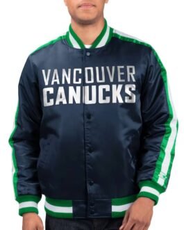 Vancouver Canucks O-Line Navy Varsity Satin Jacket