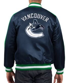 Vancouver Canucks O-Line Navy Varsity Satin Jacket