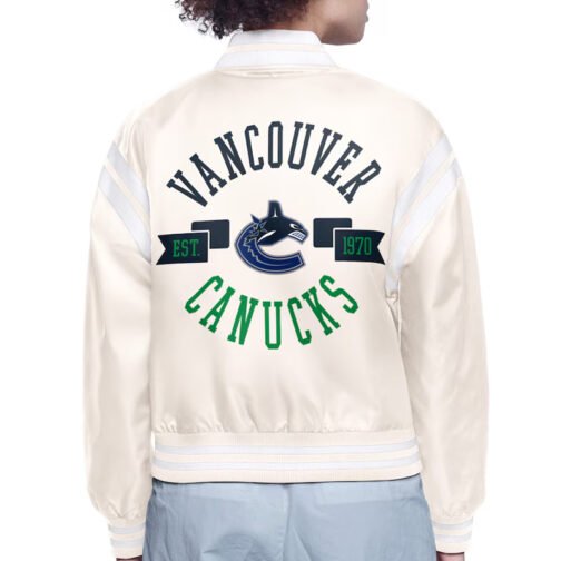 Vancouver Canucks Printed Logo Varsity Satin Jacket - Image 4