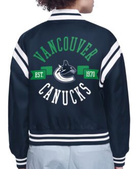 Vancouver Canucks Printed Logo Varsity Satin Jacket