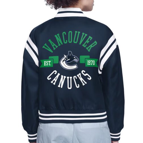 Vancouver Canucks Printed Logo Varsity Satin Jacket - Image 2