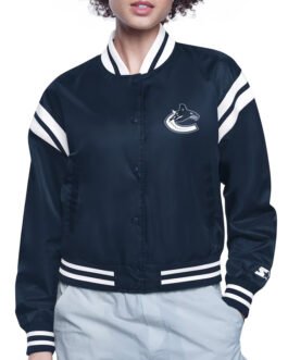 Vancouver Canucks Printed Logo Varsity Satin Jacket