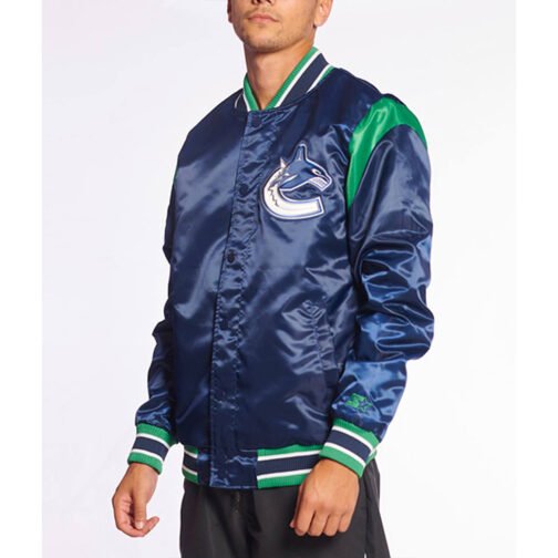 Vancouver Canucks Teddy Blue Satin Jacket - Image 8