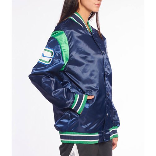 Vancouver Canucks Teddy Blue Satin Jacket - Image 9