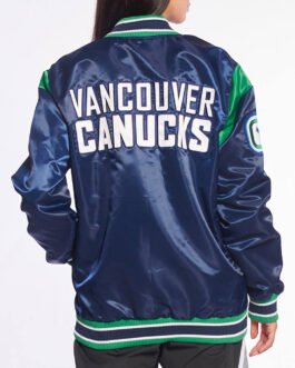 Vancouver Canucks Teddy Blue Satin Jacket