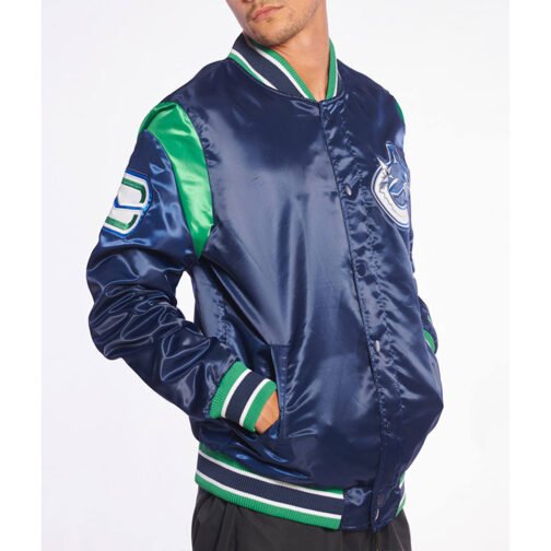 Vancouver Canucks Teddy Blue Satin Jacket - Image 6