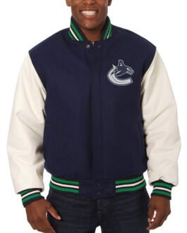 Varsity Vancouver Canucks Blue and White Two-Tone Jacket