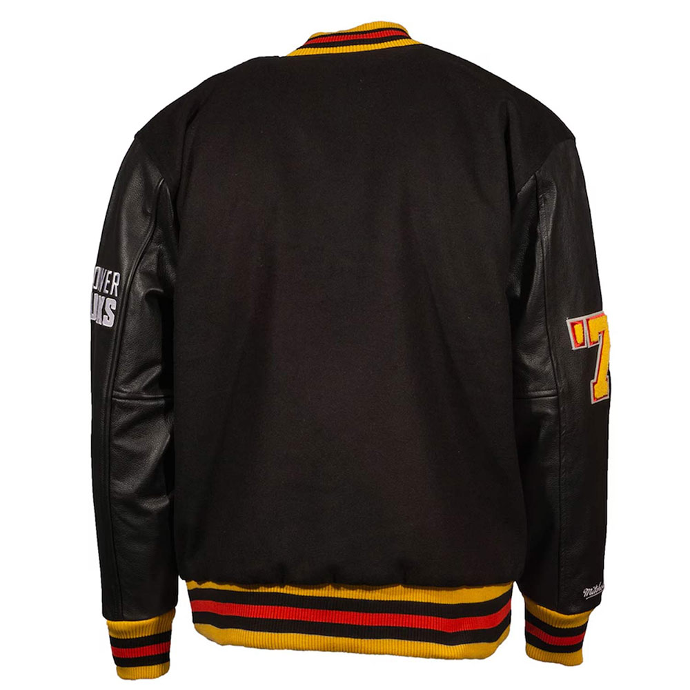 Vancouver Canucks Black Letterman Jacket - Image 2