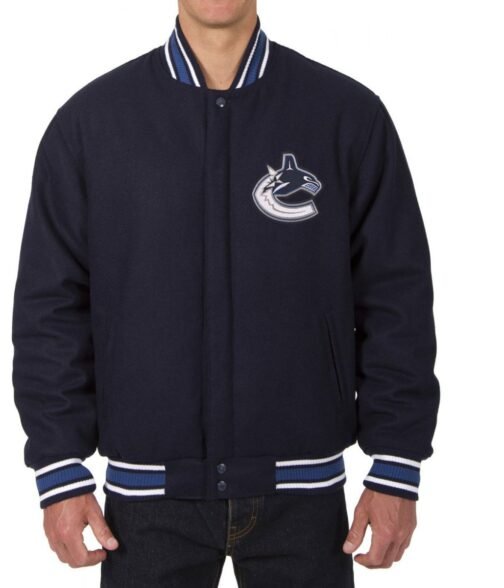 Varsity Vancouver Canucks Navy Blue Wool Jacket