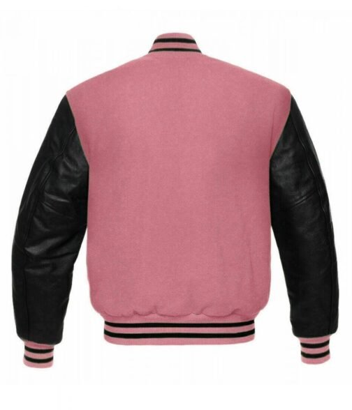 Baseball Bomber Varsity Black and Pink Jacket - Image 2