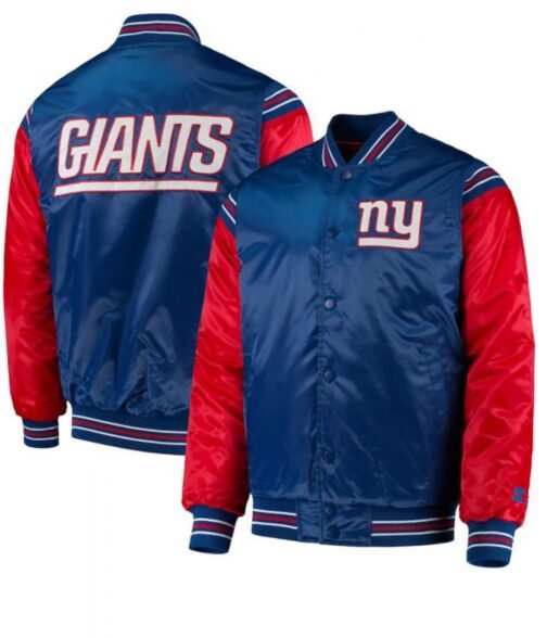 New York Giants Satin Red and Blue Jacket - Image 3