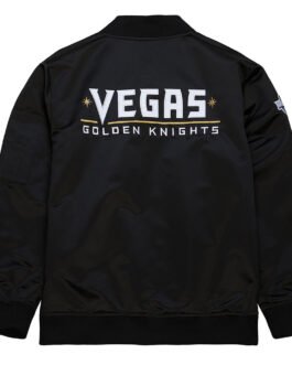 Vegas Golden Knights Current Logo Black Bomber Satin Jacket
