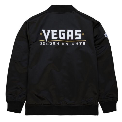 Vegas Golden Knights Current Logo Black Bomber Satin Jacket - Image 2