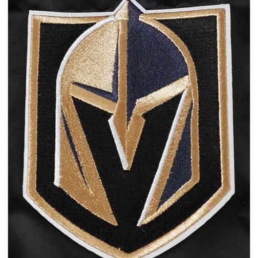 Vegas Golden Knights Glam Black Varsity Satin Jacket - Image 7
