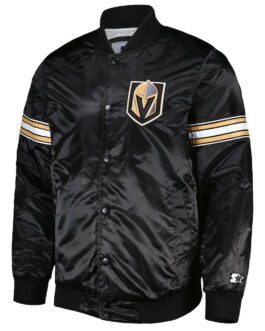 Pick & Roll Vegas Golden Knights Black Satin Jacket