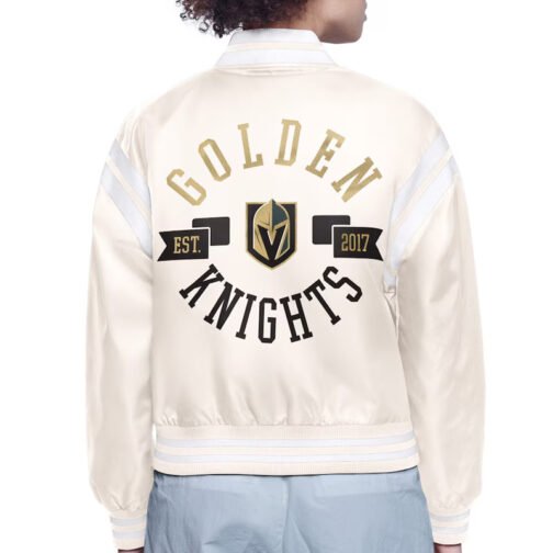 Vegas Golden Knights Printed Logo Varsity Satin Jacket - Image 4