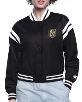 Vegas Golden Knights Printed Logo Varsity Satin Jacket