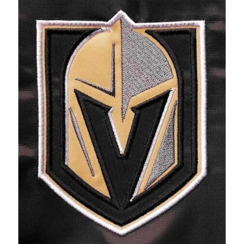 Vegas Golden Knights The Leader Black/Gold Varsity Satin Jacket - Image 4