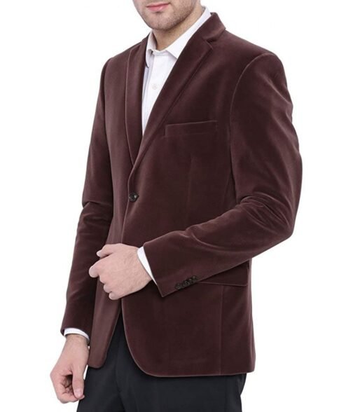 Men’s Two Button Brown Velvet Jacket - Image 4