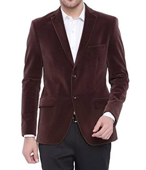 Men’s Two Button Brown Velvet Jacket - Image 5