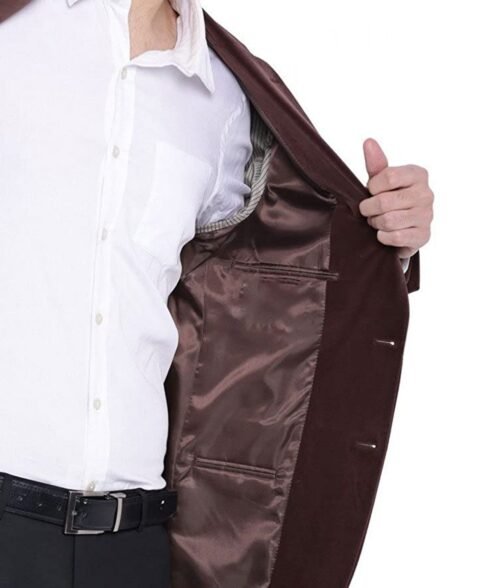 Men’s Two Button Brown Velvet Jacket - Image 6