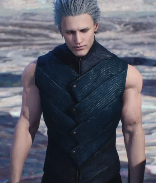 Vergil Devil May Cry 5 Blue and Black Vest - Image 2
