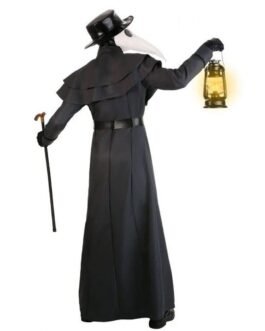 Classic Plague Doctor Halloween Black Wool Coat