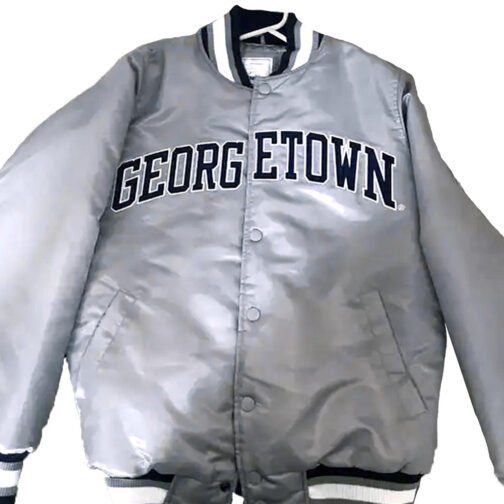Gray Villa Georgetown Hoyas Team Bomber Satin Jacket - Image 4