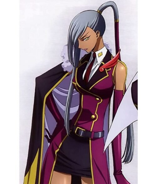 Code Geass TV Series Villetta Nu Cotton Purple Coat - Image 3