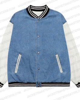 Ed Skrein I Used to Be Famous Varsity Blue and Gray Jacket