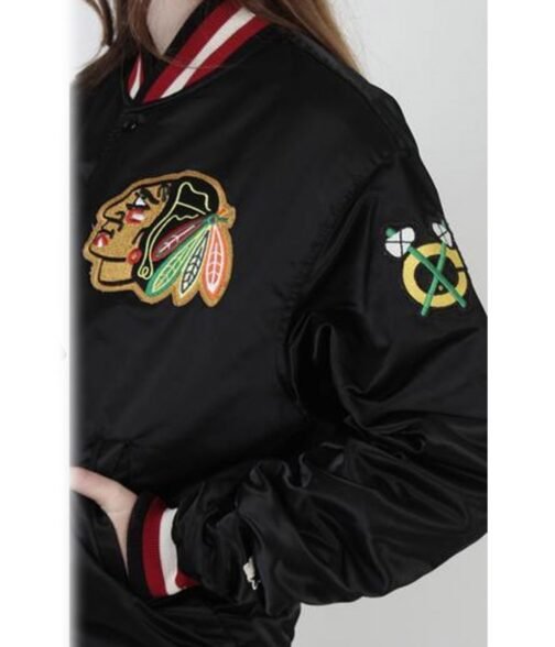 Starter Bomber Chicago Blackhawks 80’s Satin Jacket - Image 6