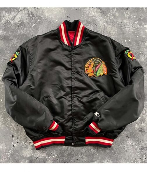 Starter Bomber Chicago Blackhawks 80’s Satin Jacket - Image 2