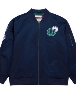 Dallas Mavericks Vintage Logo Navy Lightweight Satin Jacket