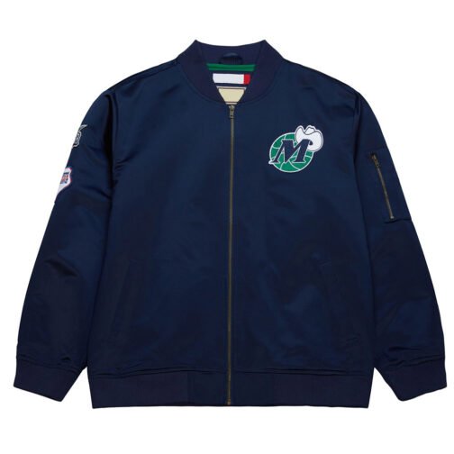 Dallas Mavericks Vintage Logo Navy Lightweight Satin Jacket