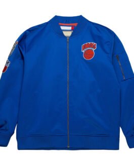 New York Knicks Vintage Logo Royal Lightweight Satin Jacket