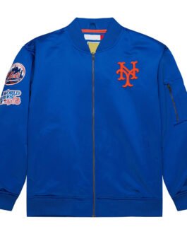New York Mets Vintage Logo Royal Lightweight Satin Jacket