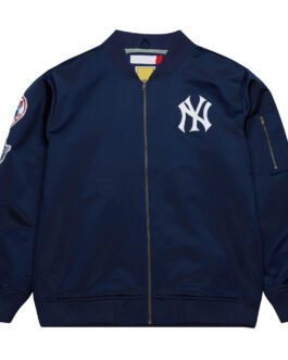NY Yankees Vintage Logo Navy Lightweight Satin Jacket
